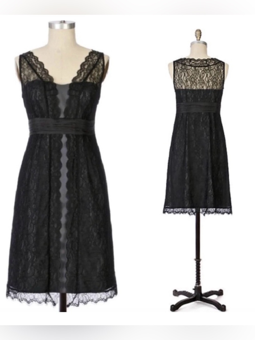 Anthropologie Moulinette Soeurs Shadow Canopy Black Lace Dress Size 4